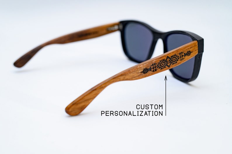 Custom Wooden Sunglasses Frame, Wood Eyeglasses, Personalized Black Sunglasses image 7