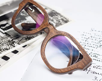 Brown Wooden Reading Glasses Frame for Women - Blue Light Blocking Eyeglasses