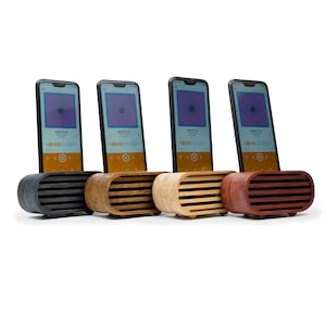 Personalized Wooden Phone Stand - Handmade Passive Speaker -  Gift for Him Custom Engraving