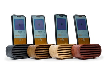 Personalized Wooden Phone Stand - Handmade Passive Speaker -  Gift for Him Custom Engraving