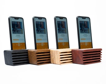 Personalized Phone Stand, Office Decor Docking Station, Night Stand Passive Amplifier