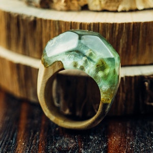 Wooden Resin Ring, Unique Custom Ring Personalized Anniversary Gifts image 4
