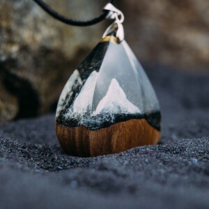 Wood Resin Pendant Matterhorn Mountain Necklace Handmade Resin Jewelry 5th Anniversary Gift for Wife image 2