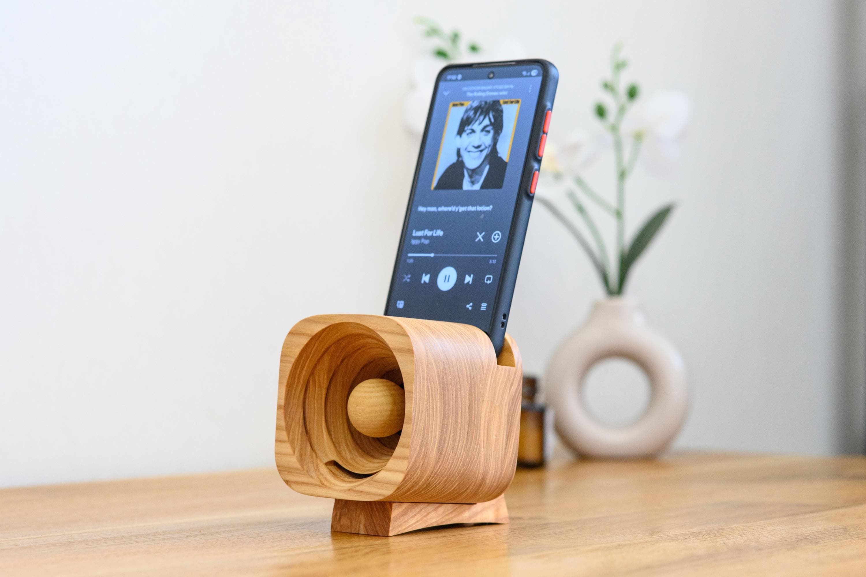 Supporto Per Telefono In Legno Con Amplificatore Acustico Passivo – Design Naturale Per Casa E Ufficio