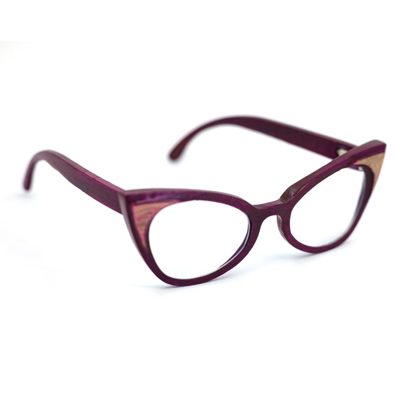 Purple Wooden Glasses, Prescription Glasses, Wood Eyewear, Reading Glasses, Eyeglasses Frame, Cat Eye Glasses image 5