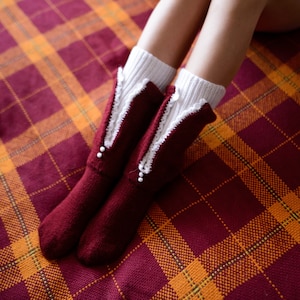 Hand Knitted Boot Socks Fall Socks Warm Socks Women Wool Cool Socks Christmas Gift
