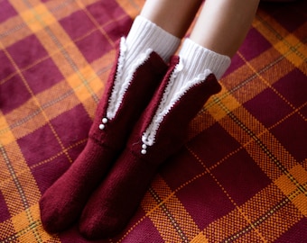 Hand Knitted Boot Socks Fall Socks Warm Socks Women Wool Cool Socks Christmas Gift