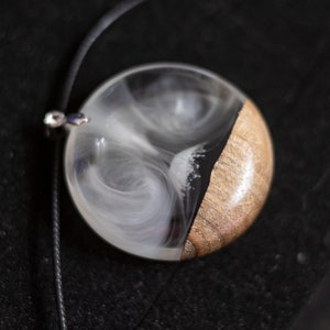 Wood Resin Necklace Pendant, Nature Jewelry Best Friend Gift, Fuji Volcano Mountain Pendant image 4