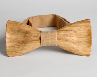 Oak Wood Bow Tie: Groomsmen Wedding Bowtie
