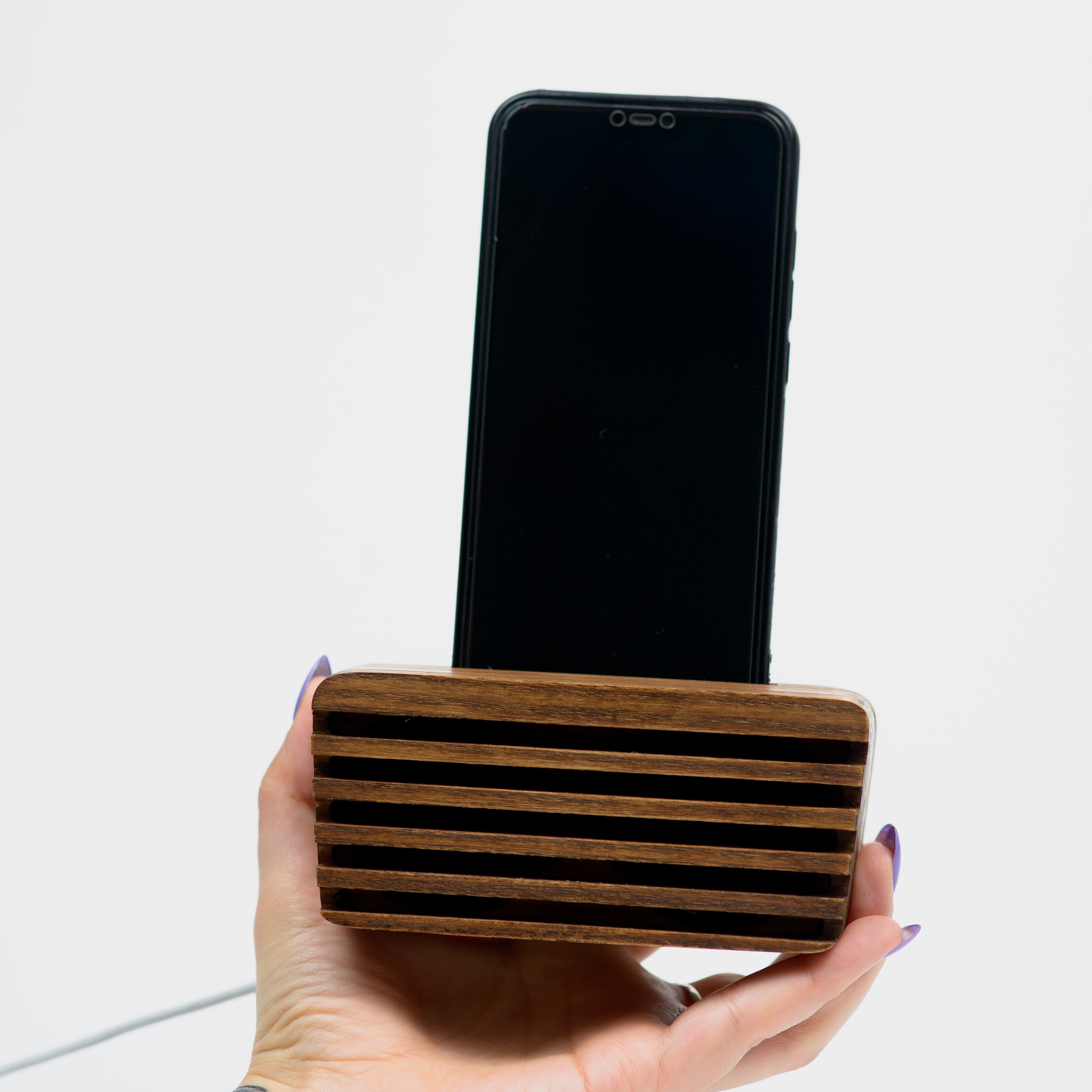 Passive Wooden Speaker Smartphone Desk Station Wood Amplifier for