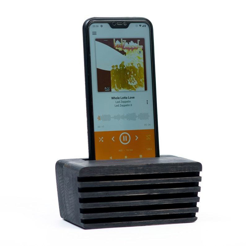 Phone Stand Wooden Speaker, Cute iPhone Stand Desk Organizatio, Custom Engraved Corporate Gifts Birthday image 1