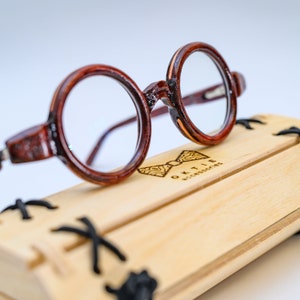 Round Shape Wooden Glasses Frame, Prescription Glasses, Reading Glasses, Computer Glasses, Red Glasses Frame image 5