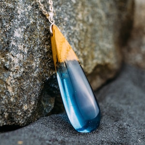 Wood Resin Necklace 5th Anniversary Personalized Gift Resin Wood Jewelry Ukraine Shop