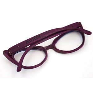 Purple Wooden Glasses, Prescription Glasses, Wood Eyewear, Reading Glasses, Eyeglasses Frame, Cat Eye Glasses image 3