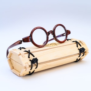 Round Shape Wooden Glasses Frame, Prescription Glasses, Reading Glasses, Computer Glasses, Red Glasses Frame image 1