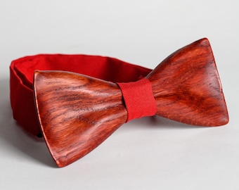 Classic Red Wooden Bow Tie For Men Wedding Accessory