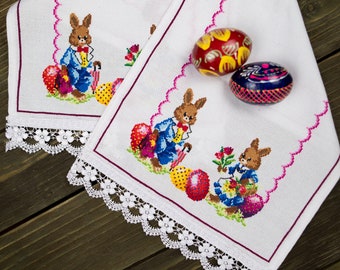 Easter Towel Housewarming Gift Easter Napkin Easter Cross Stitch Towel Decorative Napkin