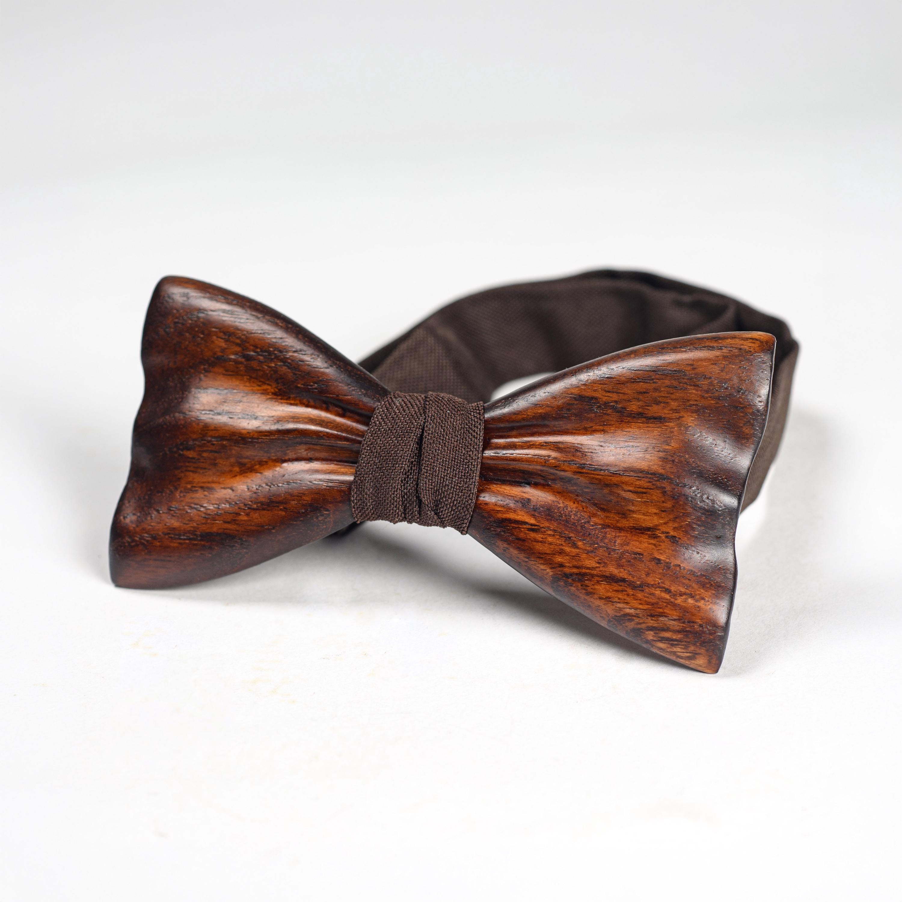 Brown Wood Bow Tie For Men Personalized Wedding Accessory