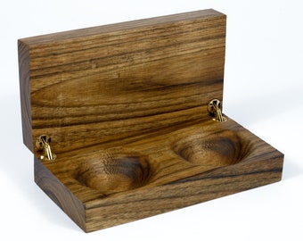 Scatola Portafedi In Legno Di Noce Per 2 Anelli – Custodia Magnetica Con Velluto Nero, Regalo Matrimonio E Proposta - 2