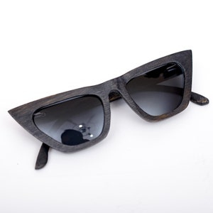 Black Wooden Sunglasses Cat Eye Wood Eyeglasses Wood Eyewear Reading Glasses Designer Sunglasses image 1