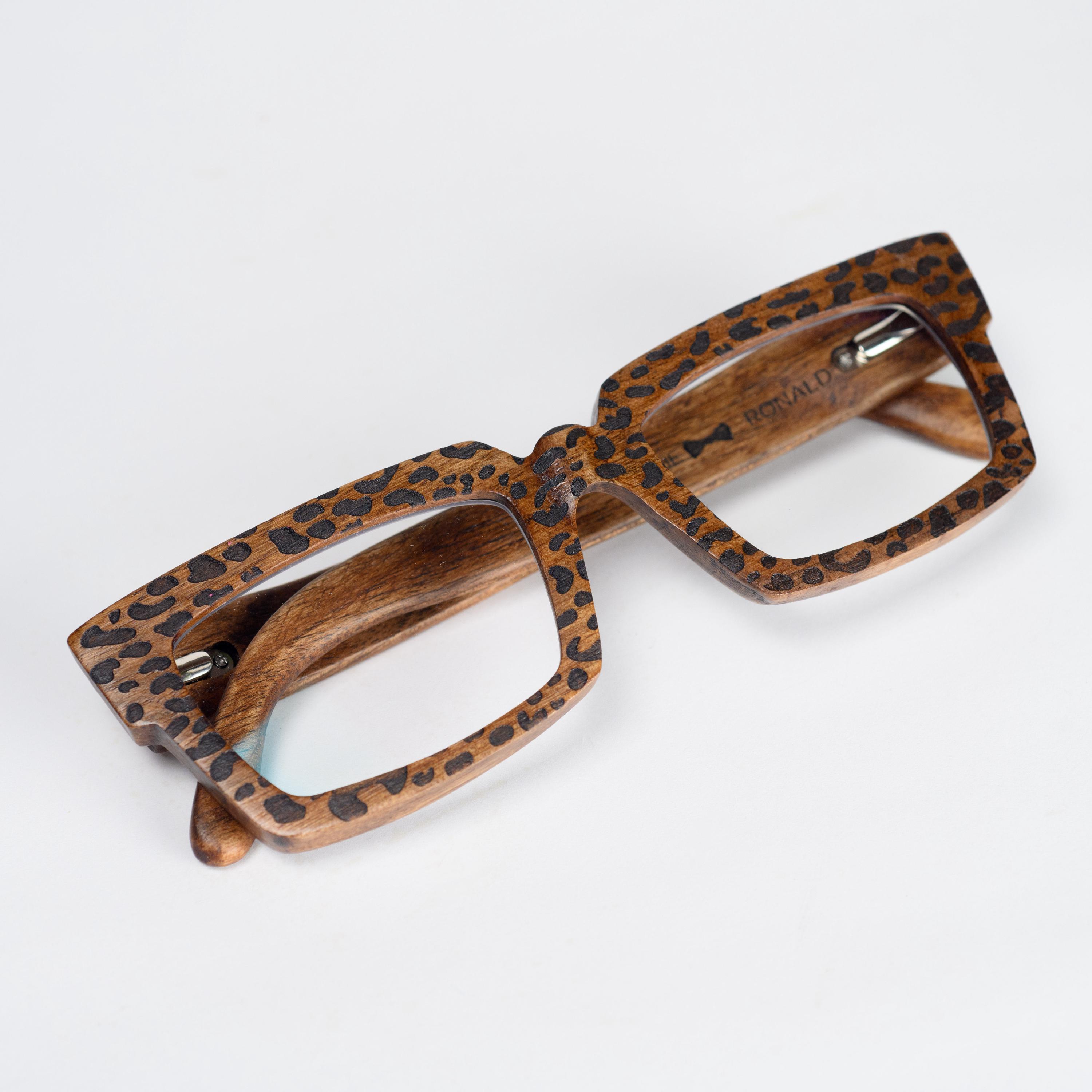 08-7 Clear Eyeglasses with UV400 Protection Wood Grain Print NWT J&L Glasses Large Woodgrain Eyeglasses Frame Faux Wooden  main image 2