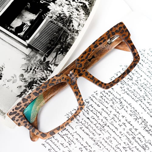 Leopard Print Wooden Glasses – Blue Light Blocking  display picture 1