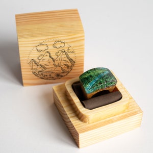 Mountain Forest Ring Personalized Jewelry 5th Anniversary Gift Wooden Resin Ring Nature Jewelry image 5