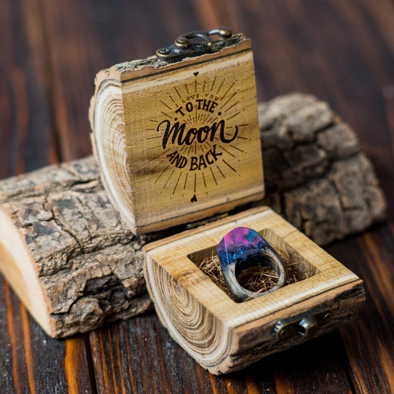 Wedding Ring Box Wooden Portable Natural Ring Bearer Box Engagement Ring  Case - Walmart.com