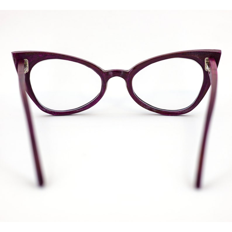 Purple Wooden Glasses, Prescription Glasses, Wood Eyewear, Reading Glasses, Eyeglasses Frame, Cat Eye Glasses image 7