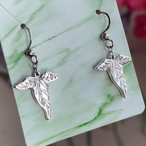 Elven Leaf Earrings - Forest inspired earrings - Handmade Fantasy leaves sterling silver tiny delicate jewelry