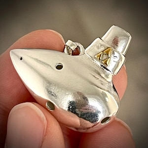 Baby ocarina - Zelda Ocarina of Time themed silver ocarina - Fully playable ocarina - MADE TO ORDER