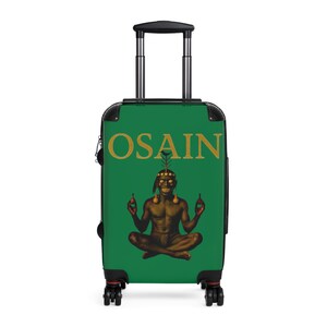 Personalized Osain Suitcase, Vibrant Travel Luggage, Unique Gift for Travelers, Wanderlust Accessories, Green Design for Adventure