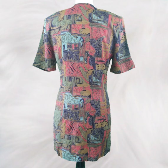 VINTAGE 1980s Colorful Mod Print Tunic Length Bla… - image 5