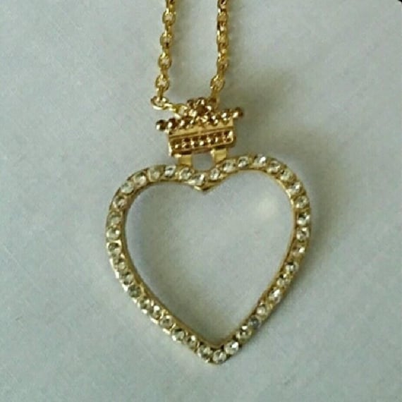 Rhinestone Encrusted 1980s True Vintage Heart and… - image 1