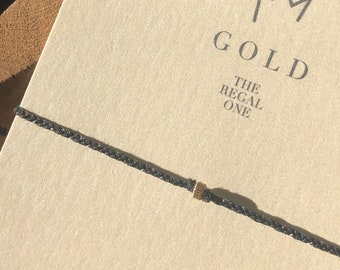 Gold bracelet string, Wish bracelet 14k gold, 14k solid gold beaded string bracelet, 14k gold cord bracelet, Dainty gold friendship bracelet