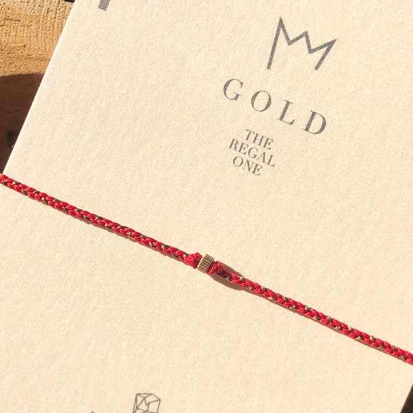 Red String Bracelet, 14k solid gold bead Bracelet, Minimalist Love Bracelet, Gift for Her, Dainty Tiny Beaded Stacking Bracelet