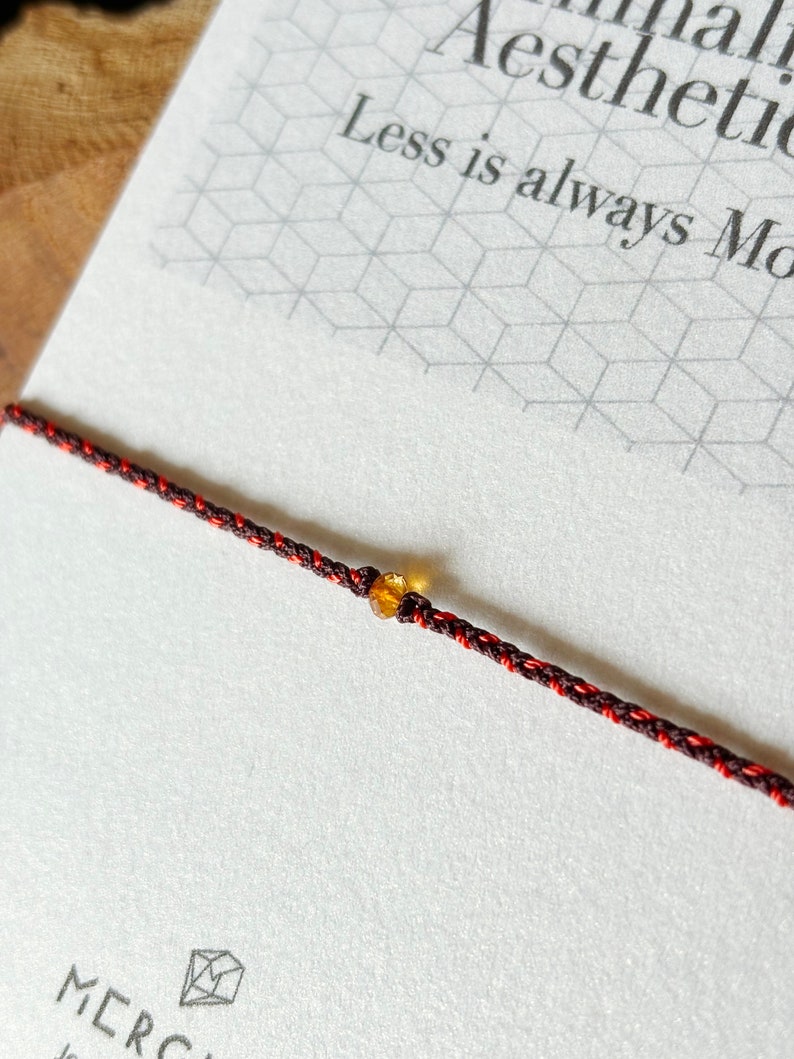 Citrine beaded string bracelet, Delicate string bracelet with citrine, Citrine Madeira image 4