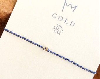 Pulsera de hilo de oro de 14k, pulsera de deseo de oro macizo de 14k, pulsera karma de oro Dainty, pulsera de amistad, oro macizo de 14k, pulsera delicada