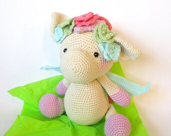 cute Pegasus baby, 24 cm tall, hand-crocheted from cotton yarn