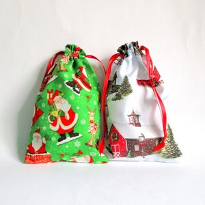 Gift bag "Soon it's Christmas time..." Cotton 14cmx22cm 1 of 2 designs