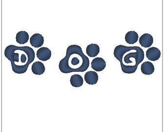Pet footprint dog cat font 1 inch monogram embroidery pattern download for Machine Embroidery 4X4 hoop