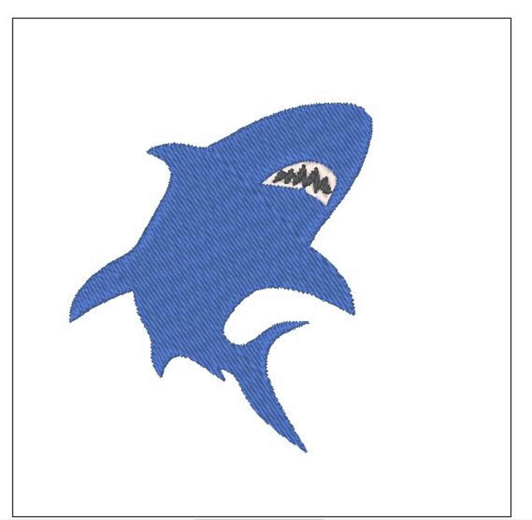 Blue Shark Embroidery Pattern 4 Inch Download for Machine Embroidery - Etsy