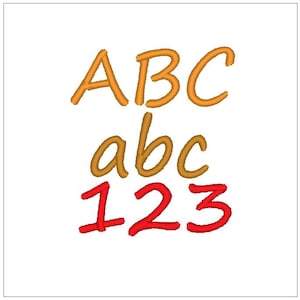 May include: A graphic with the letters ABC in orange, abc in brown, and 123 in red.