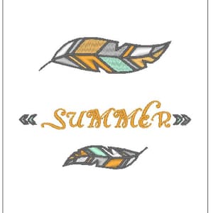 Two feather Boho split design embroidery pattern download for Machine Embroidery for 5X7 hoop