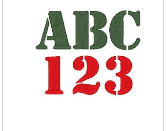 Fonte estêncil download de padrão de bordado de 1 polegada para máquina de bordar 4X4 aro militar do exército