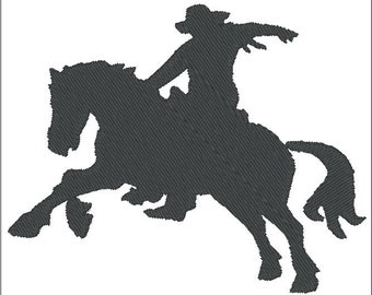 cowboy on Horse silhouette  Rodeo embroidery pattern 4 inch download for Machine Embroidery for 4X4 hoop
