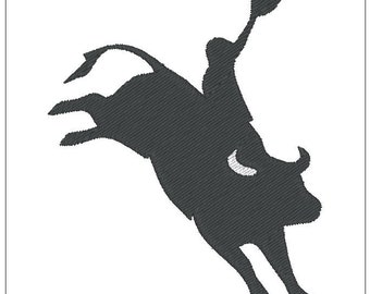 cowboy Bull riding silhouette  Rodeo embroidery pattern 3 inch download for Machine Embroidery for 4X4 hoop