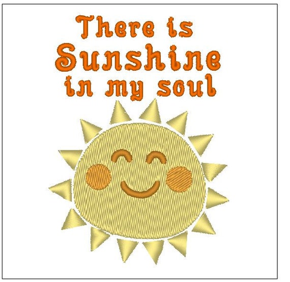 there is sunshine in my soul christian hippie boho kids baby embroidery pattern 4 inch download for Machine Embroidery