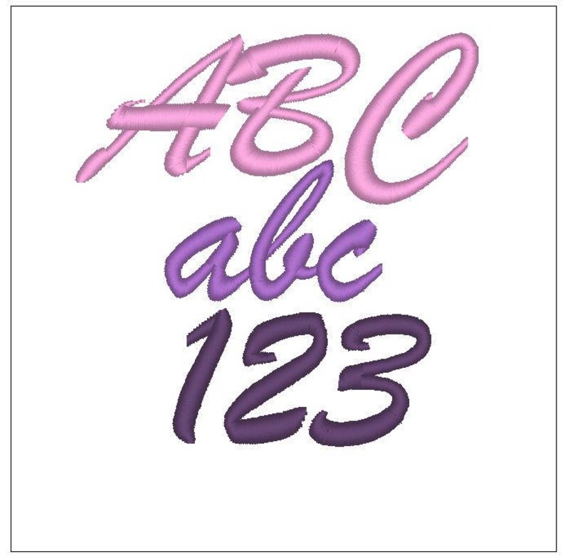 Brush Script Font 1 Inch Embroidery Pattern Download for Etsy