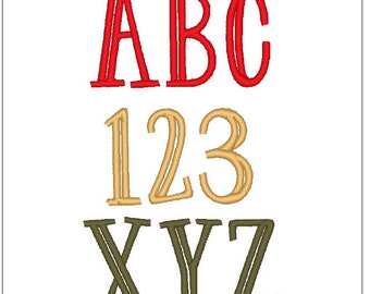 Pode incluir: Letras vermelhas, douradas e verdes com contorno que soletram "ABC 123 XYZ" em um fundo branco.